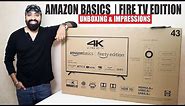 AMAZON BASICS FIRE TV EDITION 43 inch 4K ULTRA TV - Unboxing & Initial Impressions 🔥
