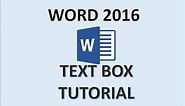 Word 2016 - Text Box - How To Insert Edit Use and Move Text Boxes in Microsoft MS Word Office 365