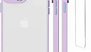 PandaMatte Cute Matte Case for iPhone 14, 6.1 Inch, with Custom Changeable Buttons and Screen Protector, Slim Fit Thin, Frosted Back, Soft Edge Texture [6FT Military Grade Drop Tested] (Purple)