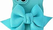 Caseative Cute Bow Knot Curly Wave Frame Soft Compatible with iPhone Case (Blue,iPhone 13)