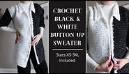 XS-3XL | Black And White Button Up Sweater | DIY Tutorial & Pattern