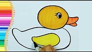Pato Página para colorear 💛 | Cómo dibujar patos y páginas para colorear | Aprende los colores