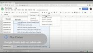 Google Sheets add on: Working with plus code addresses