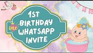 Baby's 1st Birthday || Digital Invitation || WhatsApp Invites || e-invite || First Birthday Invite