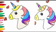 How to draw cute Unicorn head - simple easy - Step by Step!