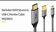 fairikabe HDMI Source to USB-C Monitor Cable Adapter, 4K@60Hz, 6.6ft