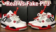 Air Jordan 4 Fire Red Real Vs Fake Review W/Blacklight and weight comparisons.