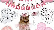 Hihope Dog Cat Birthday Decorations - Girl Dog Birthday Bandana Set with Dog Birthday Crown Hat, Scarf, Birthday Banner,Puppy Dog Themed Birthday Party Decorations Dog Party Favors
