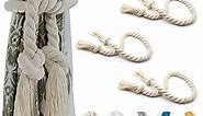 4 Pack Rope Curtain Tiebacks, Natural Cotton Curtain Holdbacks, Outdoor Curtain Tiebacks for Patio Gazebo Pergola Cabana, Decorative Curtain Tie for Rustic Farmhouse Village Theme, Beige