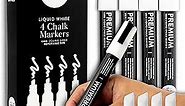 White Liquid Chalk Markers Erasable - 4PK 6mm Fine Tip Chalk Markers Chalk Pens - Chalkboard Markers Bistro Chalk Marker Glass Window Markers - Glass Board Markers - Erasable Chalk Markers Fine Tip