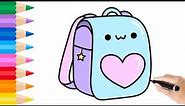 How to draw cute and easy backpack | Easy drawing for kids #coloring #backpack #backpakdrawing