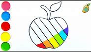 How To Draw A Apple || Drawing And Coloring Rainbow Apple For Kids