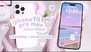 iphone 14 pro max silver 256gb unboxing 💗🫧 | cute & aesthetic casetify accessories ⭐️