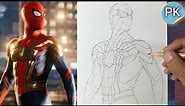 How to draw Spiderman Iron suit || full outline tutorial || easy
