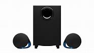 Logitech G560 PC Gaming Speaker System with 7.1 DTS:X Ultra Surround Sound, Game based LIGHTSYNC RGB, Two Speakers and Subwoofer, Immersive Gaming Experience - Black