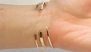 Wide Hammered Cuff Bracelet; 14K Gold Filled Bangle with Hammered Texture; Women's Stacking Cuff by Lotus Stone Design (L, Gold)