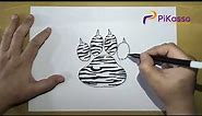 How to Draw a Tiger Paw Print Easy step by step