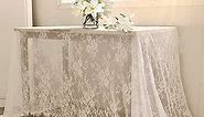 LuoluoHouse Lace Tablecloth White Wedding Tablecloths 60x120 Inch Vintage Rustic Farmhouse Table Fabric for Romantic Wedding Table Decorations