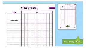 Teacher Planner Class Checklist