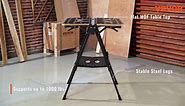 VEVOR 27.6 in. L x 25.6 in. W 2-In-1 Sawhorse Workbench 1000 lbs. Folding Work Table 7 Heights Foldable Stand with Wood Clamp B454KG70X65CM9NVGV0
