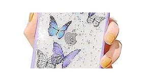 iPhone 11 Case Glitter Butterfly Sparkle Case for Women Girls,Cute Slim Soft Silicone Gel Bling Phone Case Cover Compatible for Apple iPhone 11 - Purple Butterfly