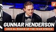 2023 AL Rookie of the Year Gunnar Henderson's Speech at BBWAA Awards Dinner | Baltimore Orioles