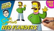 How to Draw NED FLANDERS | Easy Beginner Steps | The Simpsons