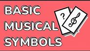 Basic MUSICAL SYMBOLS! Flashcards