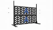 FENCY Metal Privacy Screen with Stand 72" H×44" W Outdoor Freestanding Privacy Screen & Panels, Outdoor Privacy Screen for Deck Patio Balcony(Black-Oval)