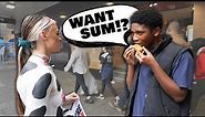 Teens eat CHICKEN in front of VEGAN