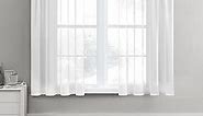 MRTREES White Sheer Curtains 54 inches Long Living Room Curtain Sheers Bedroom Voile Panels Drapes Rod Pocket Light Filtering Basement Window Treatments 2 Panels