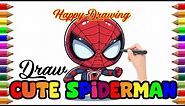 LET'S DRAW AMAZING SPIDERMAN IN A CUTE WAY - Cartoon Chibi Drawing