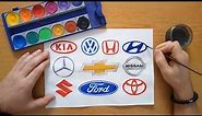 TOP 10 Most popular car logos - Logo drawing by hand (Chevy, Vw, Kia, Toyota, Ford, ...etc)