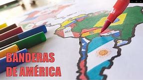 🖌🌎 Dibuja el mapa completo de América con banderas 🌎🖌