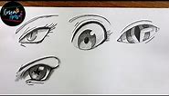 how to draw anime eyes 4 different with pencil