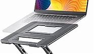 Adjustable Laptop Stand with 360 Rotating Base, Computer Stand for Laptop Ergonimic Foldable Laptop Riser for Desk Compatible with MacBook Pro/Air Notebook up to 16 Inches, Grey