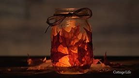 DIY Fall Leaves Mason Jar Candle Holder