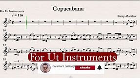 Copacabana - Barry Manilow - Karaoke & Play Along for Vocal, Flute, Oboe, Violin -Sheet Music