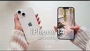 unboxing iPhone 14 starlight (256gb) ✨ | accessories, camera test & set-up