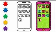 Mobile Phone Drawing | How To Draw Phone | Smartphone Apps | Coloring for Kids Children
