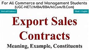 Export Sales Contract, Constituents of the Export Sales Contract, International Logistics Management