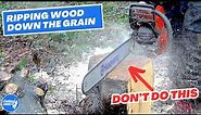 BEST WAY to CUT WOOD down the GRAIN with a CHAINSAW stops the chain going blunt