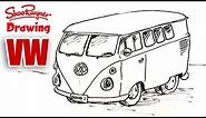 How to draw a VW Camper Van