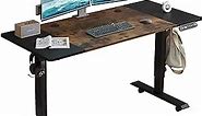 Radlove Electric Height Adjustable Standing Desk, 55 x 24 Inches Sit Stand up Workstation, Splice Board Memory Computer Table Ergonomic (Black Frame + 55" Black+Brown Top)