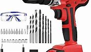 GardenJoy 21V Cordless Power Drill - Electric Drill Set with Battery and Fast Charger, 30pcs Drill/Driver Bits, 2 Variable Speed, 3/8" Keyless Chuck, 24+1 Position, Portable Drill Kit for DIY & Home