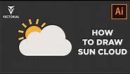 How to draw Cloudy Sun icon in Adobe Illustrator
