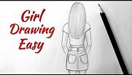How to draw a girl easy back side Drawing of a girl easy step by step Pencil sketch of girl tutorial