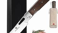 ZhengSheng Folding Chef Knife 4.8" Sharp 440A Stainless Steel Blade Wooden Handle Pocket Foldable Japanese Style Kitchen Knife for Outdoor Camping Cooking