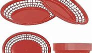 Plastic Fast Food Baskets - HUGE 12" x 9" SIZE Food Baskets For Serving - Reusable Foodservice Restaurant Deli Diner Burger Fries Fish Chip Hot Dog Sandwich Plates Tray Platter (12 Pack, Red)