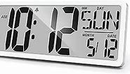 Large Digital Wall Clock 14.2 Inch Digital Alarm Clock for Bedroom Wall Clocks Battery Operated Digital Clock Large Display with Temperature Desk Clocks for Office Digital Clock for Living Room Decor